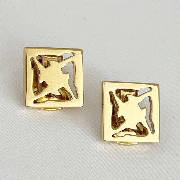 FERRAGAMO Vintage ClipOn Earrings Hi Heel Gold Woman Italy - Picture 1 of 12